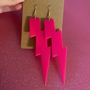Neon Pink Lightning Bolt Earrings